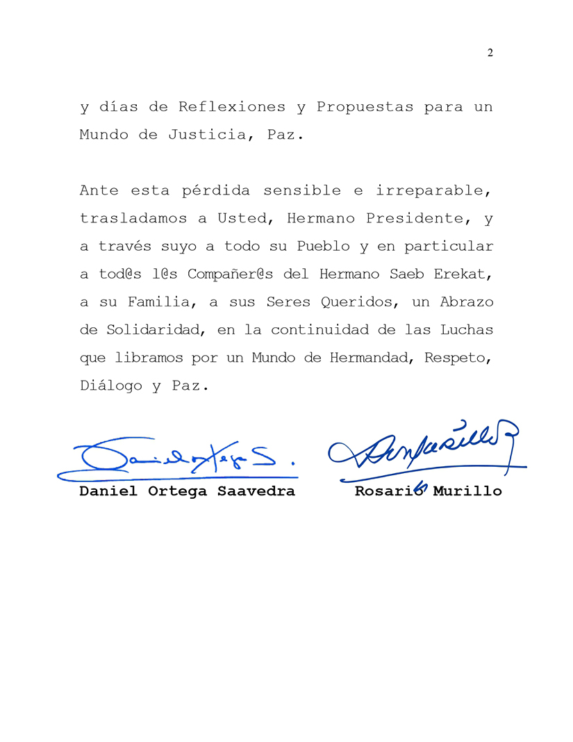 nicaragua-envia-mensaje-de-condolencias-al-presidente-de-palestina